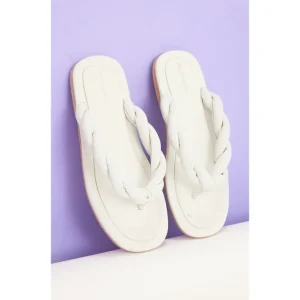 White Leather Chunky Plaited Mule Sandals - glamourwo.com | ladies' apparel & accessories & shoes | Online