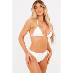 White Mix Match Fabric Triangle Bikini Top - glamourwo.com | ladies' apparel & accessories & shoes | Sale