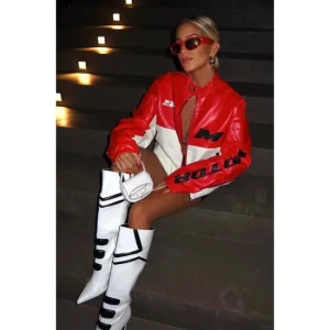 White Motor Cross Contrast High Heeled Knee Boots - glamourwo.com | ladies' apparel & accessories & shoes | Hot