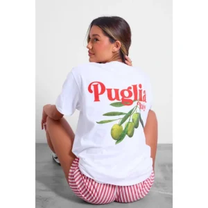 White Olive Graphic Back Oversized T Shirt - glamourwo.com | ladies' apparel & accessories & shoes | Online