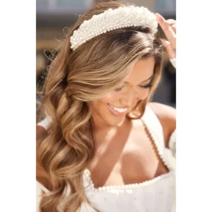 White Pearl Embellished Headband - glamourwo.com | ladies' apparel & accessories & shoes | Sale