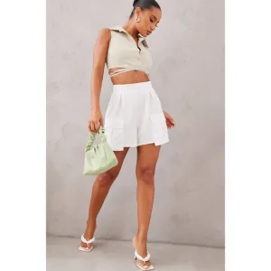 White Pocket Detail Cargo Shorts - glamourwo.com | ladies' apparel & accessories & shoes | Best