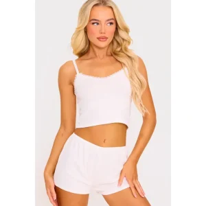 White Pointelle Cami And Short Set - glamourwo.com | ladies' apparel & accessories & shoes | Flash Sale