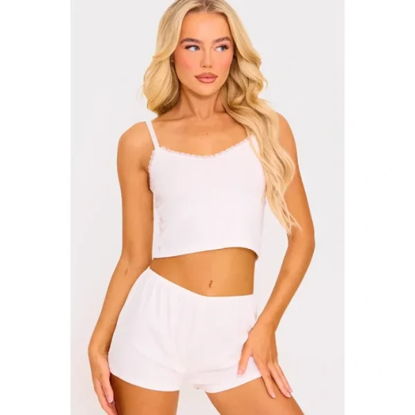 White Pointelle Cami And Short Set - glamourwo.com | ladies' apparel & accessories & shoes | Flash Sale