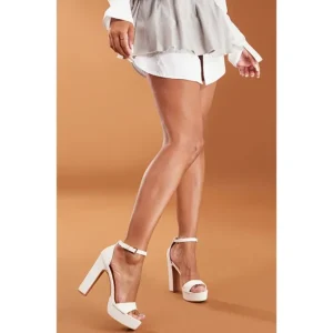 White Pu Platform Sandals - glamourwo.com | ladies' apparel & accessories & shoes | Cheap