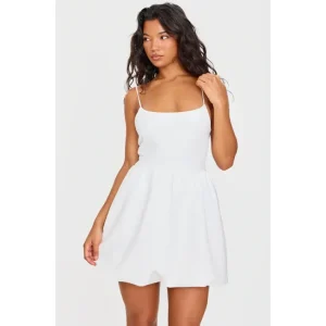 White Strappy Scuba Puffball Dress | Dresses - glamourwo.com | ladies' apparel & accessories & shoes | Cheap