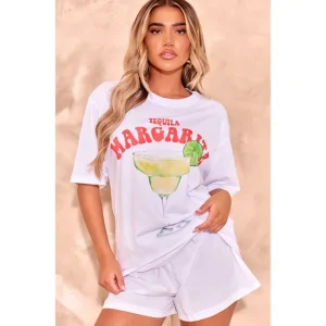 White Tequila Margarita Printed T Shirt - glamourwo.com | ladies' apparel & accessories & shoes | Online