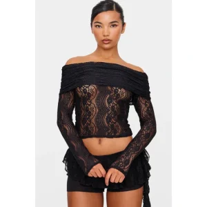 White Textured Extreme Fold Over Long Sleeve Top - glamourwo.com | ladies' apparel & accessories & shoes | Outlet