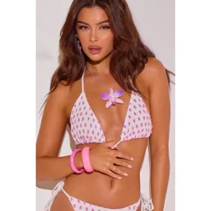 White Textured Spot Triangle Bikini Top - glamourwo.com | ladies' apparel & accessories & shoes | Store