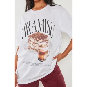 White Tiramisu Oversized T-Shirt | Tops - glamourwo.com | ladies' apparel & accessories & shoes | Hot