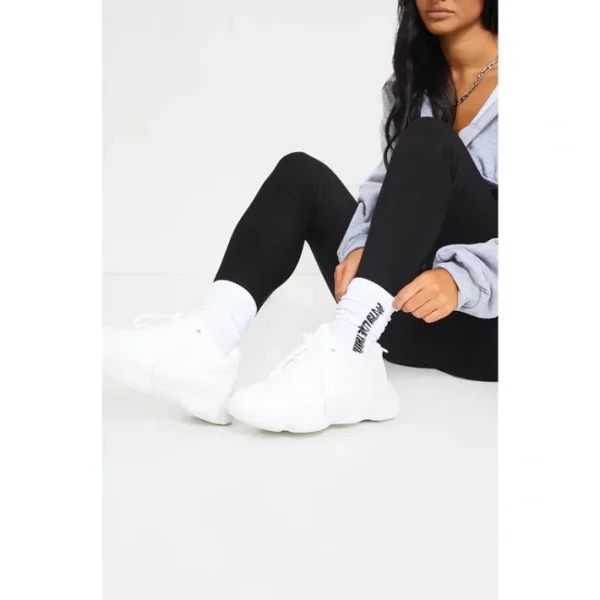 White Wide Fit Chunky Bubble Sole Panelled Sneakers - glamourwo.com | ladies' apparel & accessories & shoes | Hot
