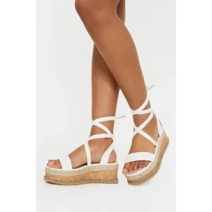 White Wide Fit Pu Tie Ankle Espadrilles - glamourwo.com | ladies' apparel & accessories & shoes | Store