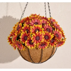 Wicker Park Golden Sunflower Hanging Basket - glamourwo.com | ladies' apparel & accessories & shoes* Cheap