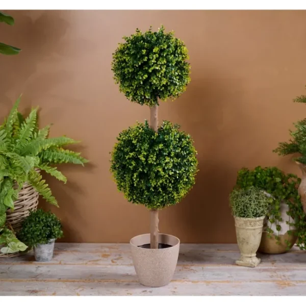 Wicker Park Indoor/Outdoor Long Boxwood 2-Sphere Topiary w/ Pot - glamourwo.com | ladies' apparel & accessories & shoes | Sale