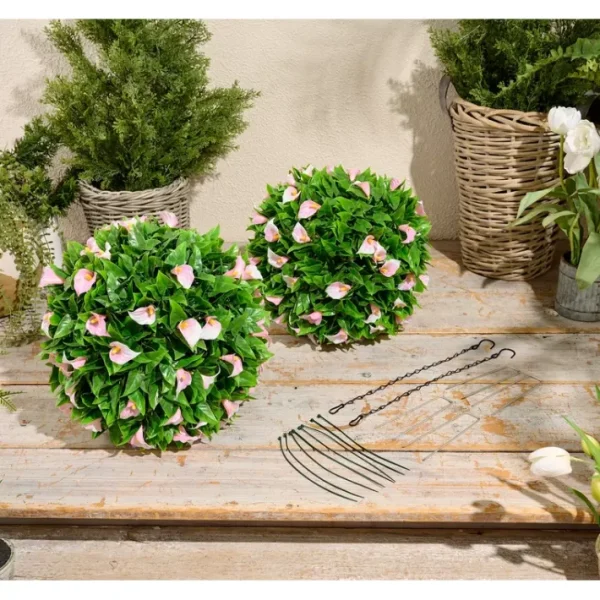 Wicker Park Set of (2) 15" Faux Calla Lily Garden Spheres - glamourwo.com | ladies' apparel & accessories & shoes | Cheap