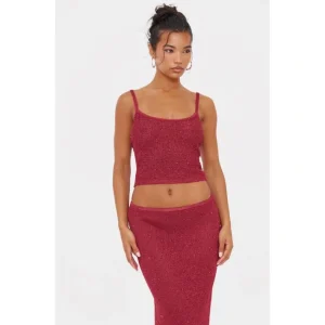 Wine Sequin Knit Cami Top | Knitwear - glamourwo.com | ladies' apparel & accessories & shoes | Best