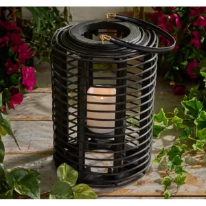 Woven 14" Indoor/Outdoor Lantern with LED Candle by Bobby Berk - glamourwo.com | ladies' apparel & accessories & shoes | New
