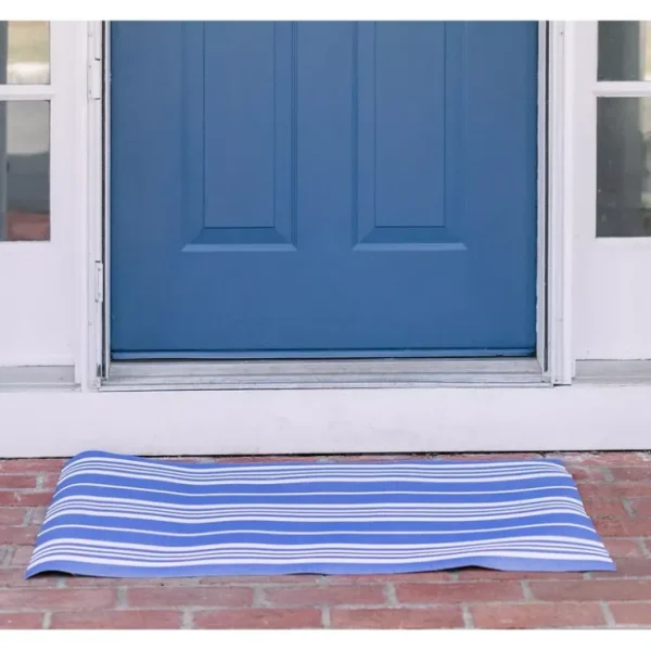 25" x 40" Blue Nautical Stripe Outdoor Safe Layering Mat by Lauren McBride - glamourwo.com | ladies' apparel & accessories & shoes* Shop