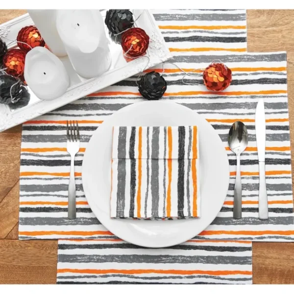 18" x 18" Halloween Stripe Napkin Set 6 by Valerie - glamourwo.com | ladies' apparel & accessories & shoes* Discount