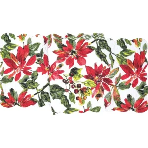 14" x 51" Poinsettia Berries Table Runner by Va lerie - glamourwo.com | ladies' apparel & accessories & shoes* Clearance