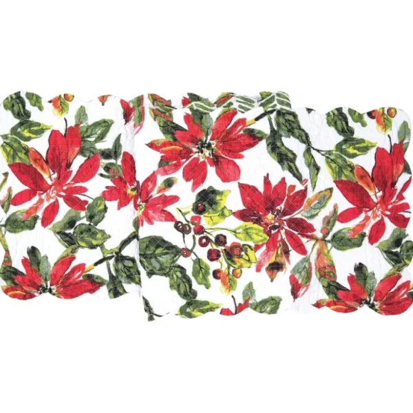 14" x 51" Poinsettia Berries Table Runner by Va lerie - glamourwo.com | ladies' apparel & accessories & shoes* Clearance