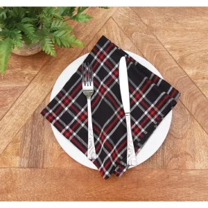 18" x 18" Poinsettia Plaid Woven Napkin Set of 6 by Valerie - glamourwo.com | ladies' apparel & accessories & shoes* Best