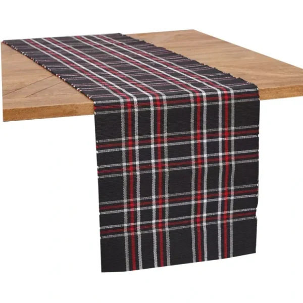 13" x 72" Poinsettia Plaid Woven Table Runner by Valerie - glamourwo.com | ladies' apparel & accessories & shoes* Best