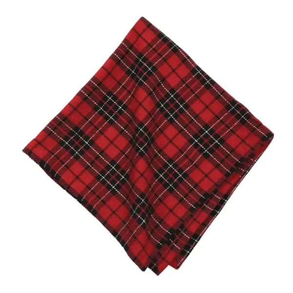 18" x 18" Red Black Plaid Napkin Set of 6 by Valerie - glamourwo.com | ladies' apparel & accessories & shoes* Online